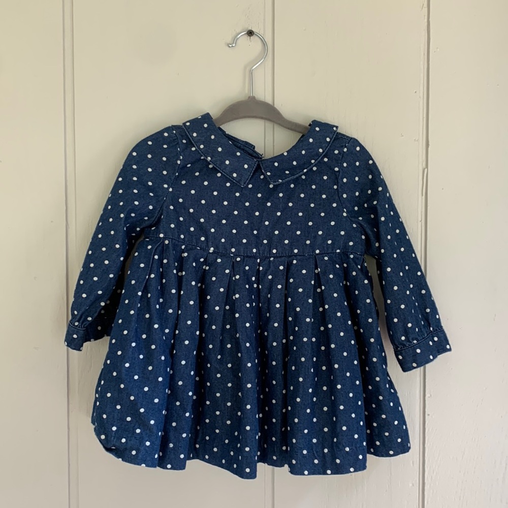 Polka dot denim dress